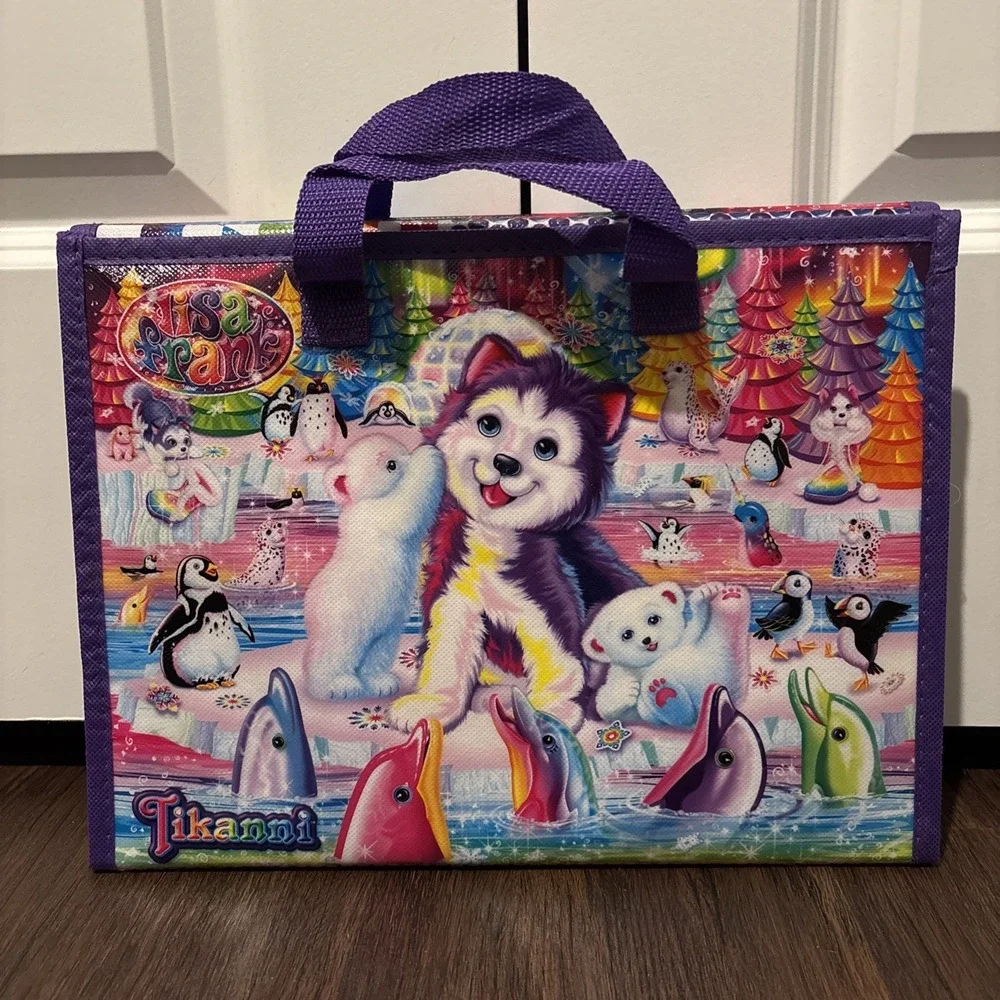 Lisa Frank Puppies Unicorns Trifold Flip Out‎ Organizer Crayons Stickers Puzzles